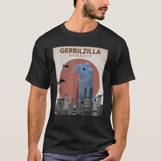 Gerbilzilla Grappig Gerbilcadeau voor Gerbilliefhe T-shirt (Voorkant)