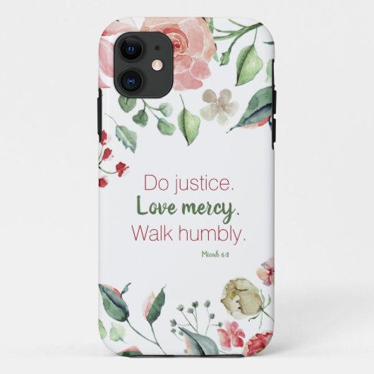 Gerechtigheid Floral Micah 6:8 Hoesje-Mate iPhone  Case-Mate iPhone Case (Achterkant)
