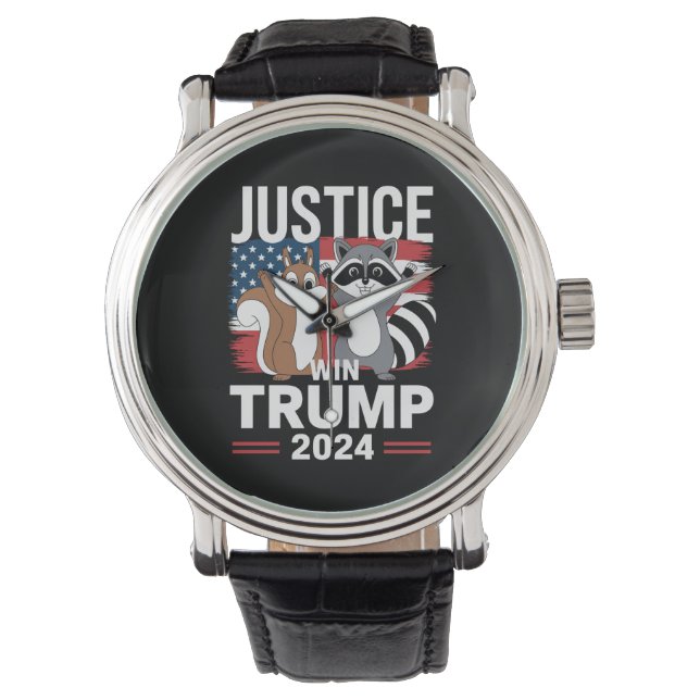 Gerechtigheid voor pinda's wint Trump 2024 Horloge (Voorkant)