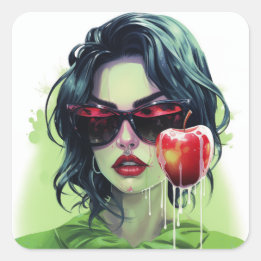 Gerechtvaardigde Apple Lady Vierkante Sticker
