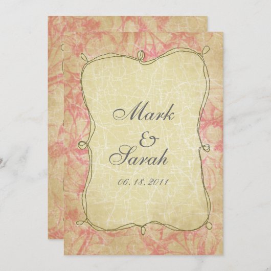 gereconstrueerde roze Cherry Blossom Uitnodiging (Voorkant / Achterkant)