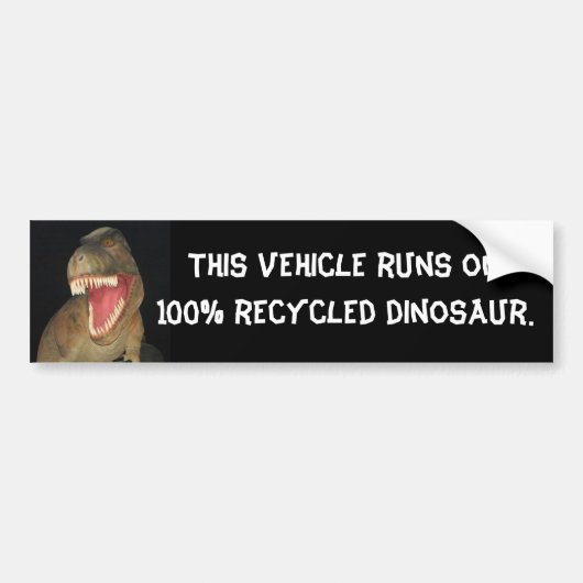 Gerecycleerde dinosaurus bumpersticker (Voorkant)