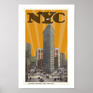 GERECYCLEERDE KUNST: 1913 briefkaart NEW YORK CITY Poster