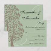 Gerecycleerde Sage Groen/Bruin Gestileerde Eco Tre RSVP Kaartje (Voorkant / Achterkant)