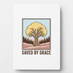 Gered door genade Christelijke boom vintage shirt  Fotoplaat