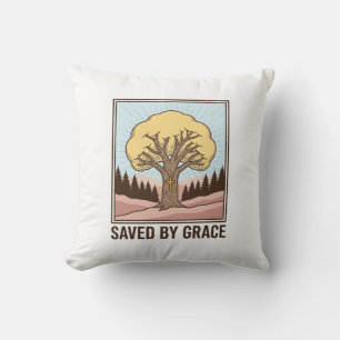 Gered door genade Christelijke boom vintage shirt  Kussen