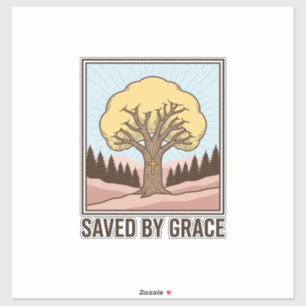 Gered door genade Christelijke Boom Vintage Shirt  Sticker