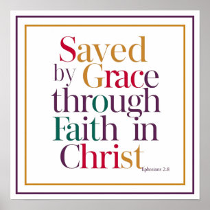 Gered Door Genade Door Geloof In Christus Bijbelve Poster