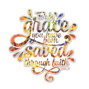 Gered door genade sticker