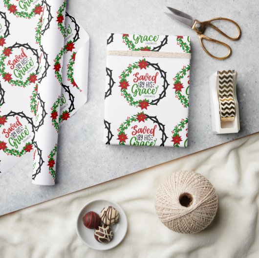 Gered door Zijn Genade Kerstkrans Cadeaupapier (Crafts)