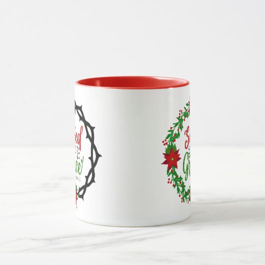 Gered door Zijn Genade Kerstkrans Mok (Midden)