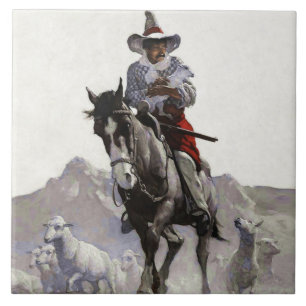 Geredde westerse kunst door NC Wyeth Tegeltje