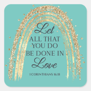 Gereed in Love Gold Rainbow Vierkante Sticker