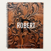 Gereedgemaakte Lederen Monogram Naam Planner (Voorkant)