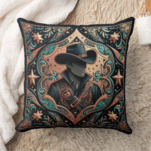 Gereedgemaakte lederen print cowboy kussen