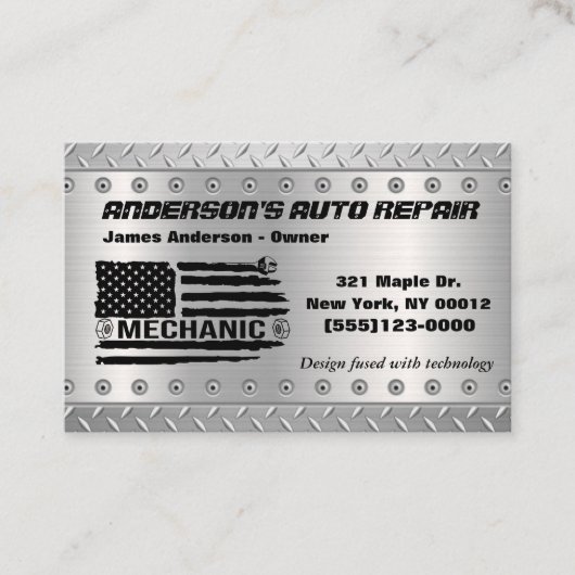 Gereedschap Amerikaanse vlag Metaal ontwerp Auto R Visitekaartje (Voorkant)