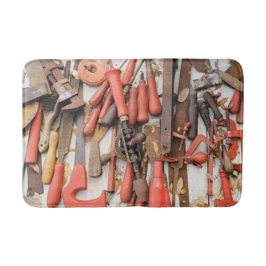 Gereedschap Antiek Rustiek Rood Man Tool Badmat (Voorkant)