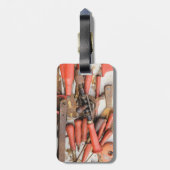 Gereedschap Antiek Rustiek Rood Man Tool Bagagelabel (Achterkant verticaal)