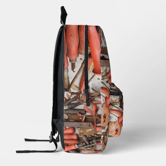 Gereedschap Antiek Rustiek Rood Man Tool Bedrukte Rugzak (Links)