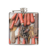 Gereedschap Antiek Rustiek Rood Man Tool Heupfles (Voorkant)