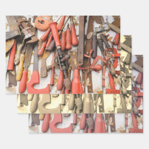 Gereedschap Antiek Rustiek Rood Man Tool Inpakpapier Vel