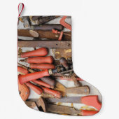 Gereedschap Antiek Rustiek Rood Man Tool Kleine Kerstsok (Voorkant)