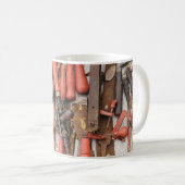 Gereedschap Antiek Rustiek Rood Man Tool Koffiemok (Voorkant rechts)