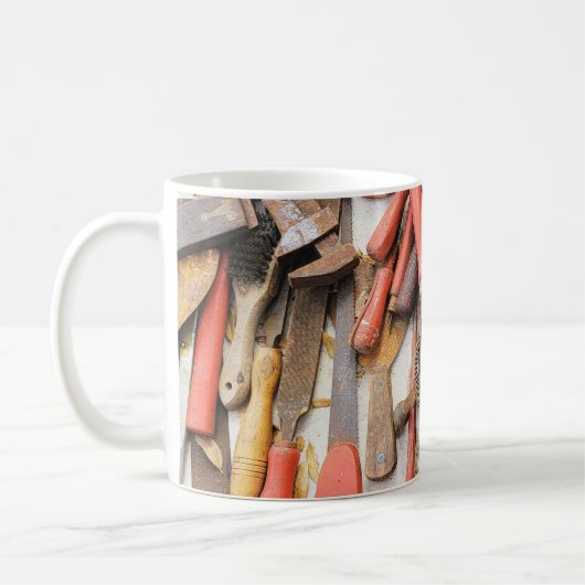 Gereedschap Antiek Rustiek Rood Man Tool Koffiemok (Links)