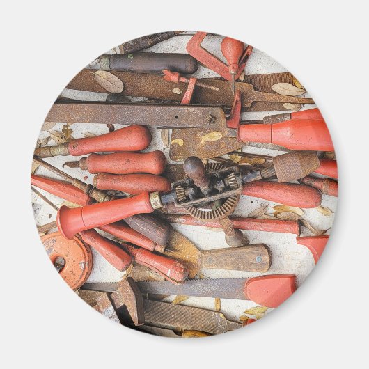 Gereedschap Antiek Rustiek Rood Man Tool Magneet (Voorkant)