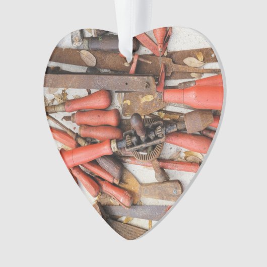 Gereedschap Antiek Rustiek Rood Man Tool Ornament (voorkant)