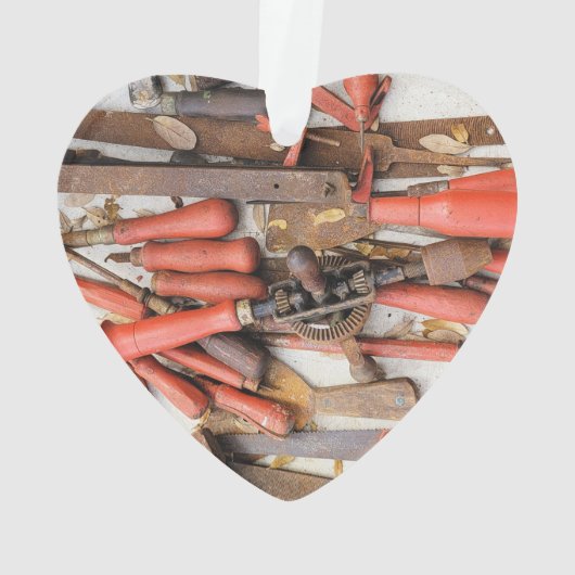 Gereedschap Antiek Rustiek Rood Man Tool Ornament (achterkant)