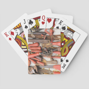 Gereedschap Antiek Rustiek Rood Man Tool Pokerkaarten