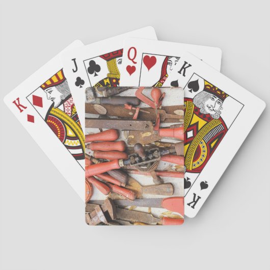 Gereedschap Antiek Rustiek Rood Man Tool Pokerkaarten (Achterkant)