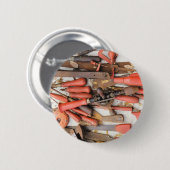 Gereedschap Antiek Rustiek Rood Man Tool Ronde Button 5,7 Cm (Voorkant /achterkant)