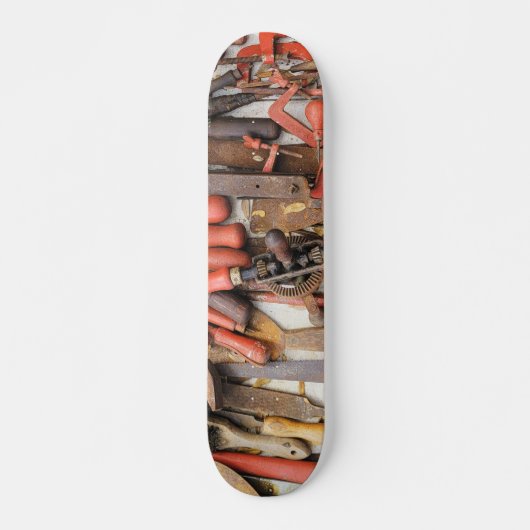 Gereedschap Antiek Rustiek Rood Man Tool Skateboard (Voorkant)