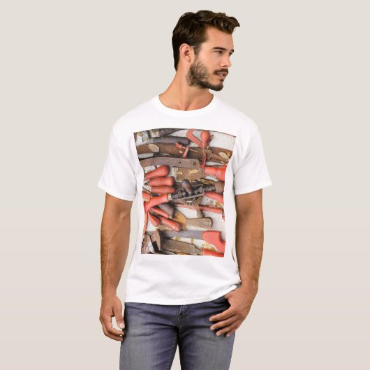Gereedschap Antiek Rustiek Rood Man Tool T-shirt (Voorkant volledig)