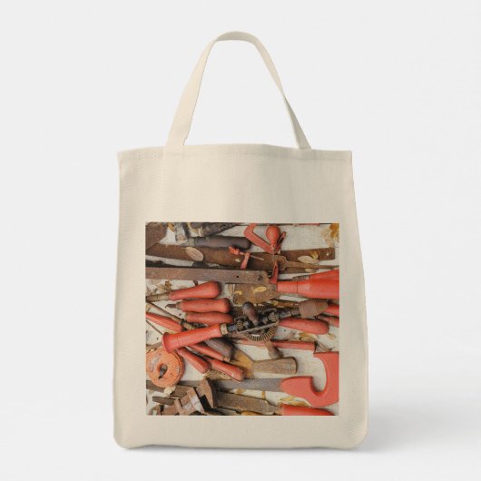 Gereedschap Antiek Rustiek Rood Man Tool Tote Bag (Achterkant)