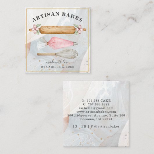 Gereedschap Bakkerij Vierkante Visitekaartje (Voorkant / Achterkant)