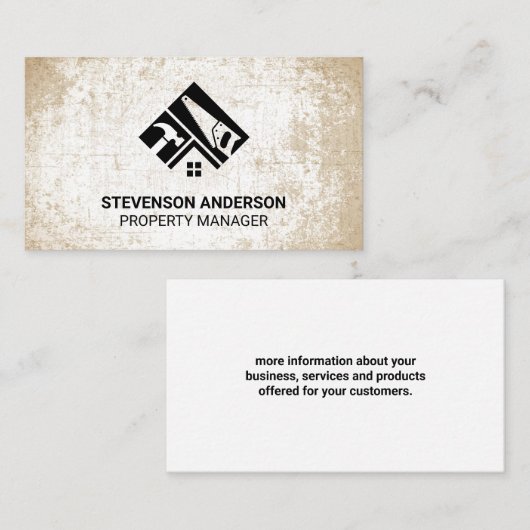 Gereedschap Carpenter | Grunge-structuur Visitekaartje (Voorkant / Achterkant)