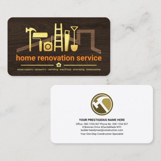 Gereedschap Houthout Visitekaartje (Voorkant / Achterkant)