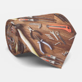 Gereedschap op houten print stropdas (Opgerold)