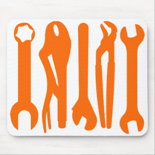 Gereedschap - Oranje op wit Muismat