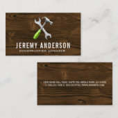 Gereedschap voor de moersleutel | Achtergrond hout Visitekaartje (Voorkant / Achterkant)