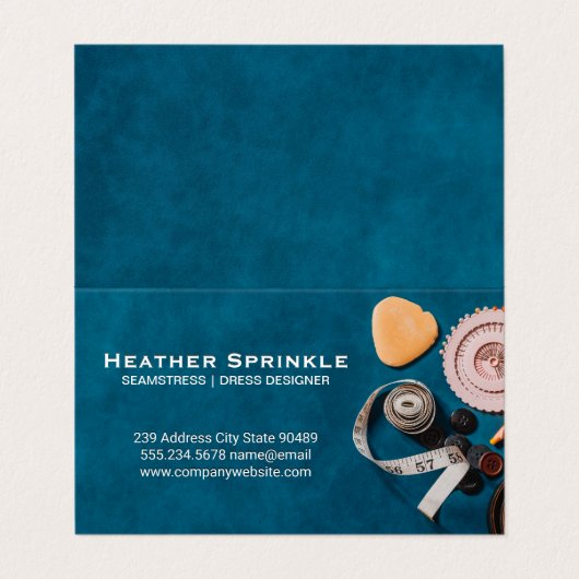 Gereedschap voor naaikit | achtergrond visitekaartjes (Buitenkant ongevouwen)