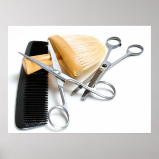 Gereedschap voor oude kapper poster
