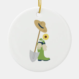 Gereedschappen voor tuinonderhoud keramisch ornament