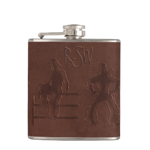 Gereedschapsleer Cowboys + paarden (gepersonalisee Heupfles