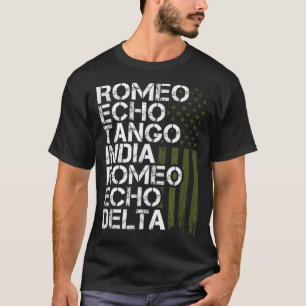 GEREGERDE militaire Mannen Vrouwen fonetisch alfab T-shirt