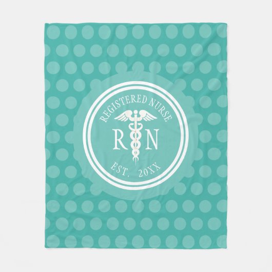 Geregistreerd Afstuderen Nurse RN Caduceus Jaar Bl Fleece Deken (Voorkant)