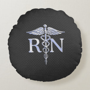 Geregistreerd koolstof Caduceus Snakes Rond Kussen